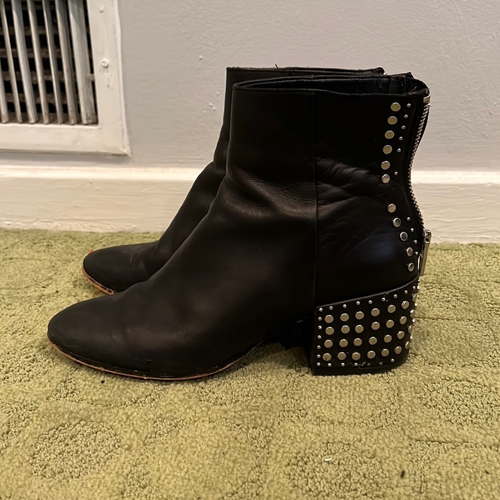 Dolce Vita Black Ankle Boots with Silver Studs